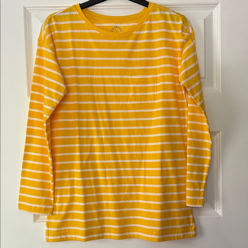 Primary Yellow and White Striped Long Sleeve Tee
